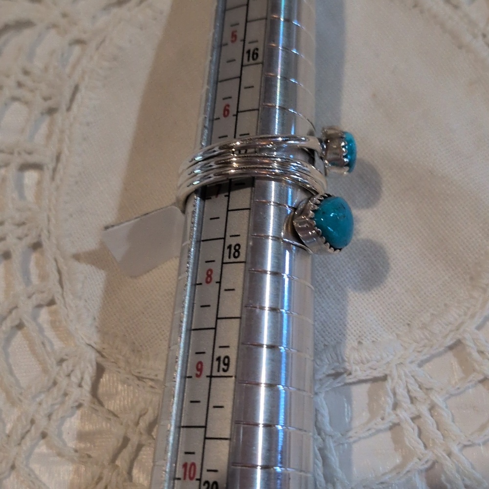 Sterling Silver Sleeping Beauty Double Stone Bypass Ring - Picture 4 of 5